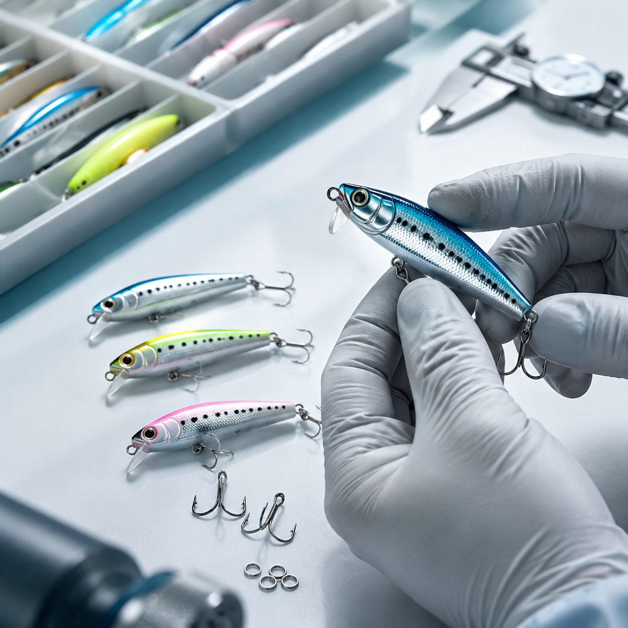 Sample stage of fishing lure production