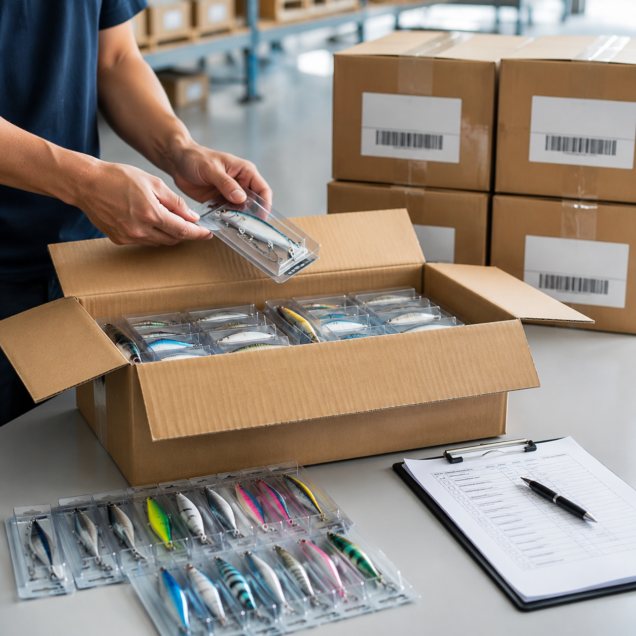 Delivery stage of fishing lure production