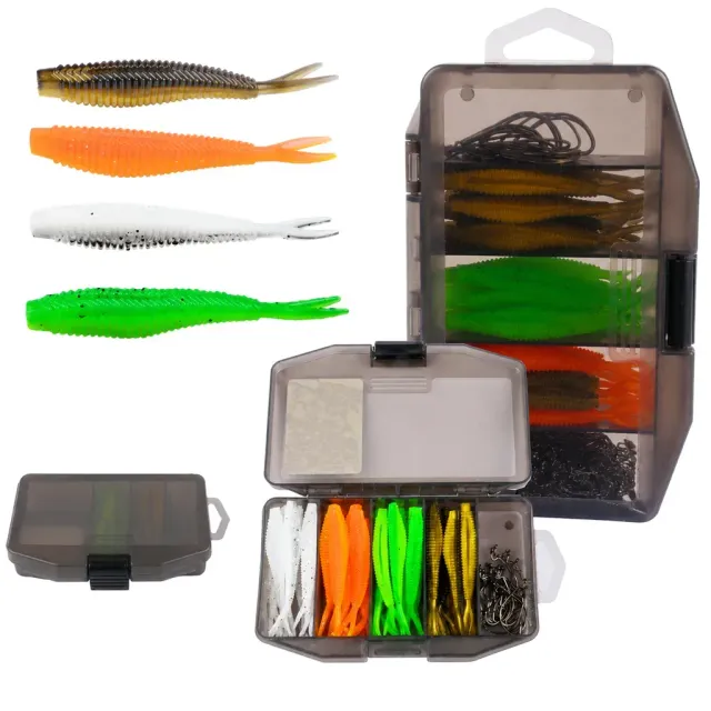 61-Piece Two-Tone Fork Tail Lure Kit